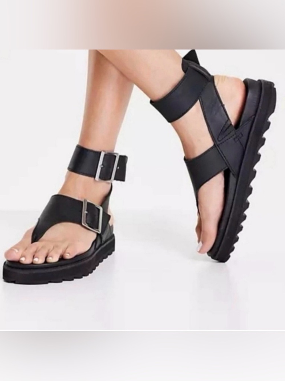 Sorel Black Strappy Buckle Platform Sandals for Women